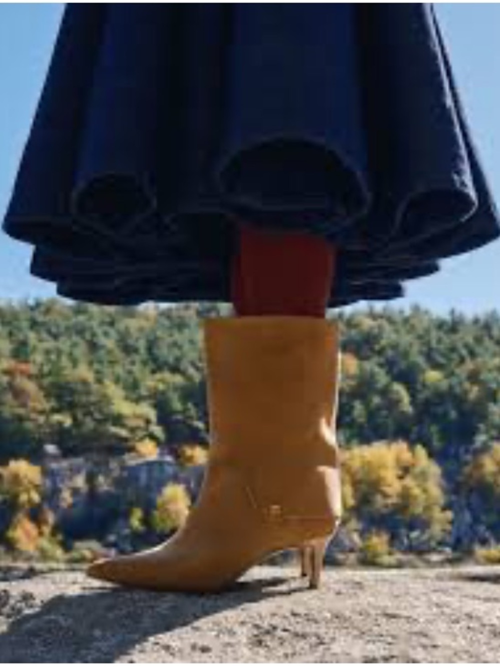 Franco Sarto Beige Suede Mid-Calf Pointed-Toe Kitten Heel Boots NEW